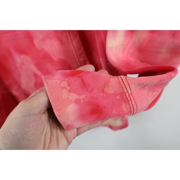 Vintage 90s Mens Medium Spell Out Acid Wash Ohio State University Hoodie Red - Picture 11 of 16